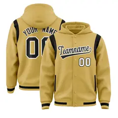 Old Gold Black Varsity Letterman Shoulder Color Block Jacket Hoodie 1