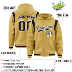 Old Gold Black Varsity Letterman Shoulder Color Block Jacket Hoodie 4