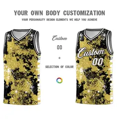 Old Gold Black Vice Burst Graffiti Pattern Basketball Jersey 3