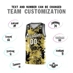 Old Gold Black Vice Burst Graffiti Pattern Basketball Jersey 4