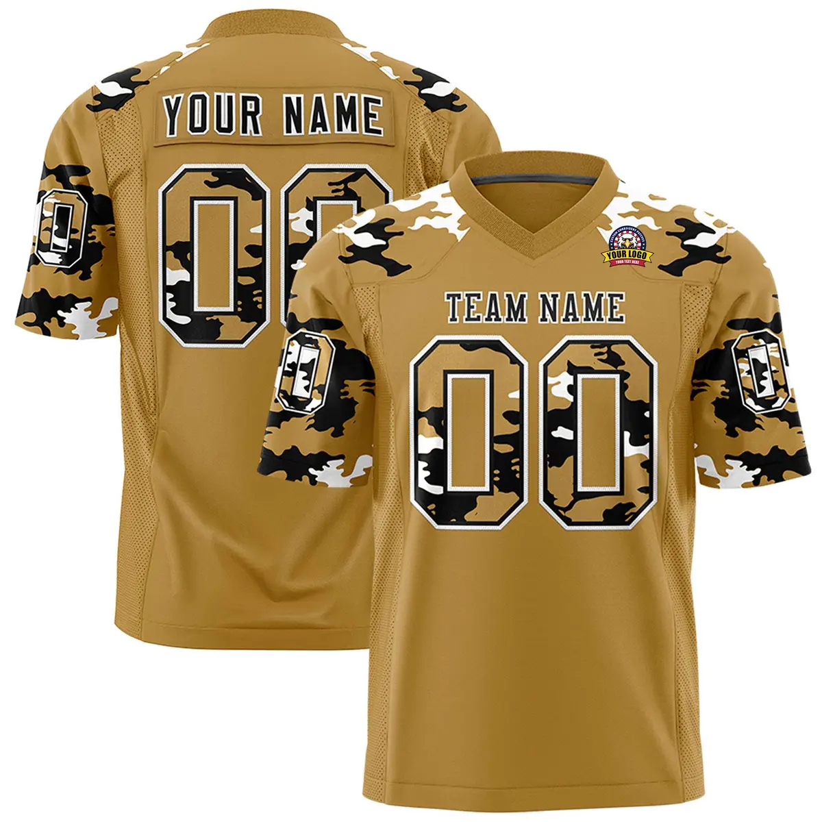 Old Gold Black-White Camo Authentic Football Jersey