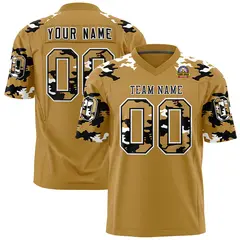 Old Gold Black-White Camo Authentic Football Jersey
