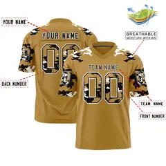Old Gold Black-White Camo Authentic Football Jersey 2