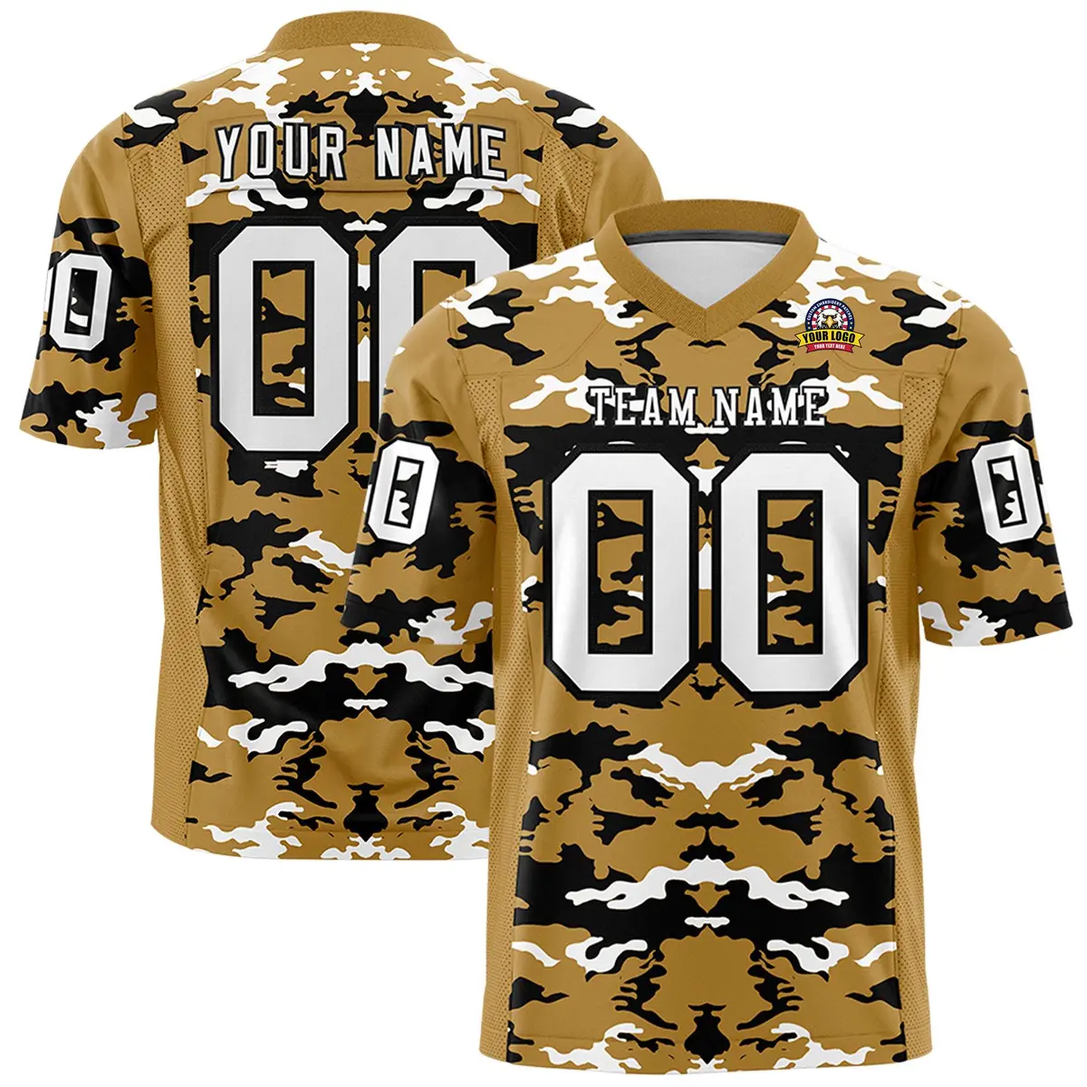 Old Gold Black-White Camo Authentic Football Jersey