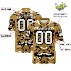 Old Gold Black-White Camo Authentic Football Jersey 2