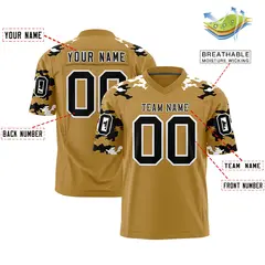Old Gold Black-White Camo Authentic Football Jersey 2