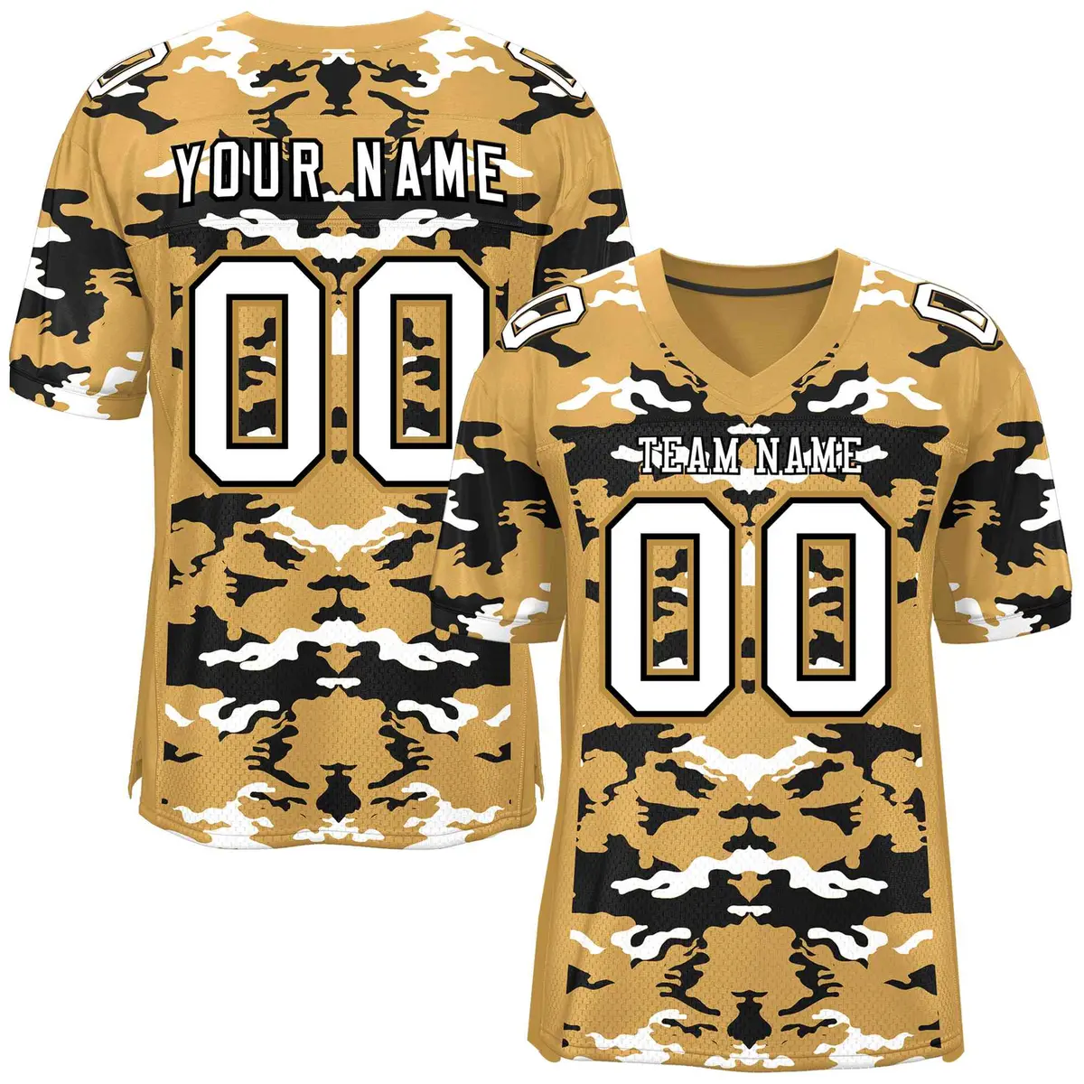 Old Gold Black-White Camo Authentic Football Jersey