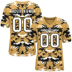 Old Gold Black-White Camo Authentic Football Jersey