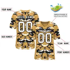 Old Gold Black-White Camo Authentic Football Jersey 2