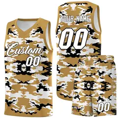 Old Gold Black-White Camo Basketball Jersey