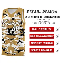 Old Gold Black-White Camo Basketball Jersey 2