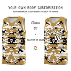Old Gold Black-White Camo Basketball Jersey 3