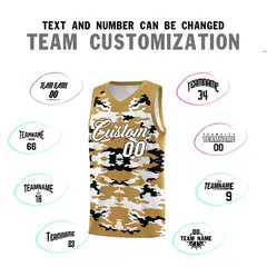 Old Gold Black-White Camo Basketball Jersey 4
