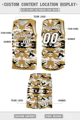 Old Gold Black-White Camo Basketball Jersey 5