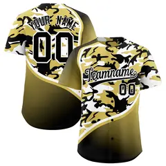 Old Gold Black White Camo Gradient Fashion Baseball Jersey