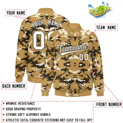 Old Gold Black-White Camo Varsity Letterman Jacket 2
