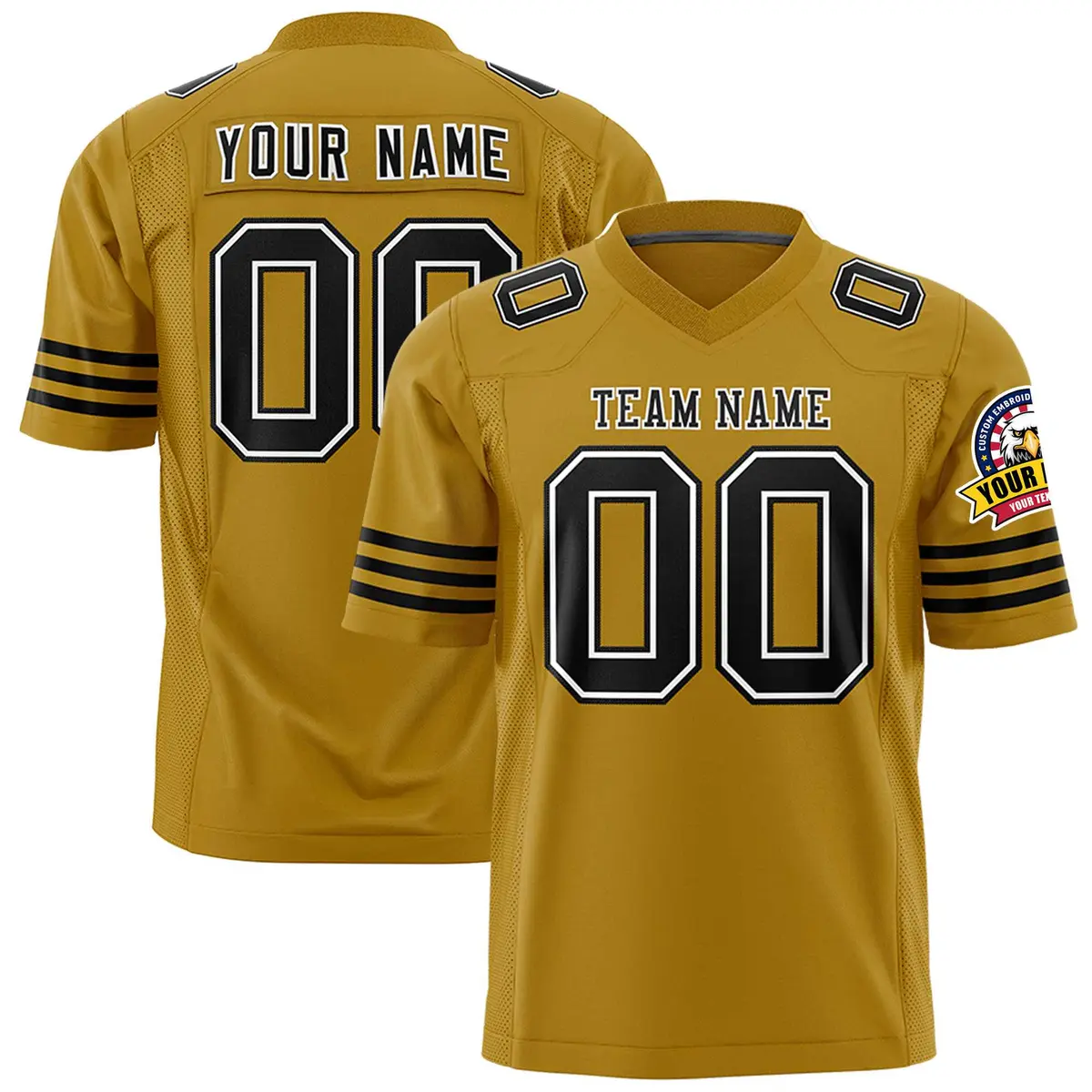 Old Gold Black-White Classic Authentic Football Jersey