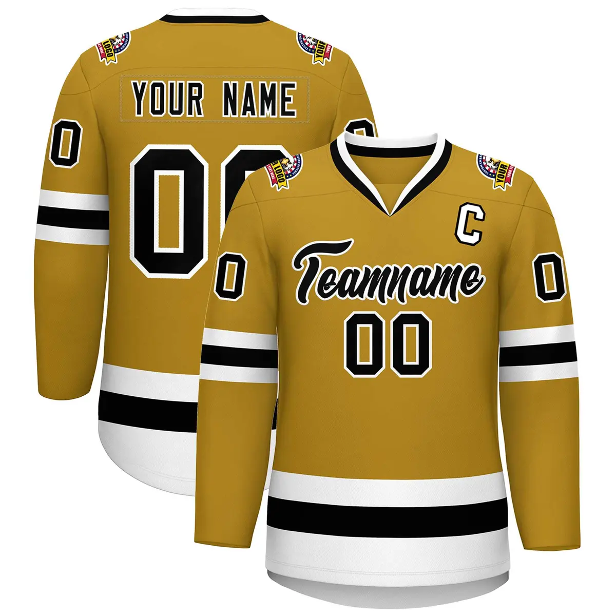 Old Gold Black-White Classic Hockey Jersey