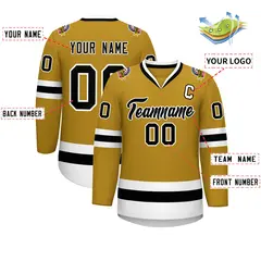Old Gold Black-White Classic Hockey Jersey 2