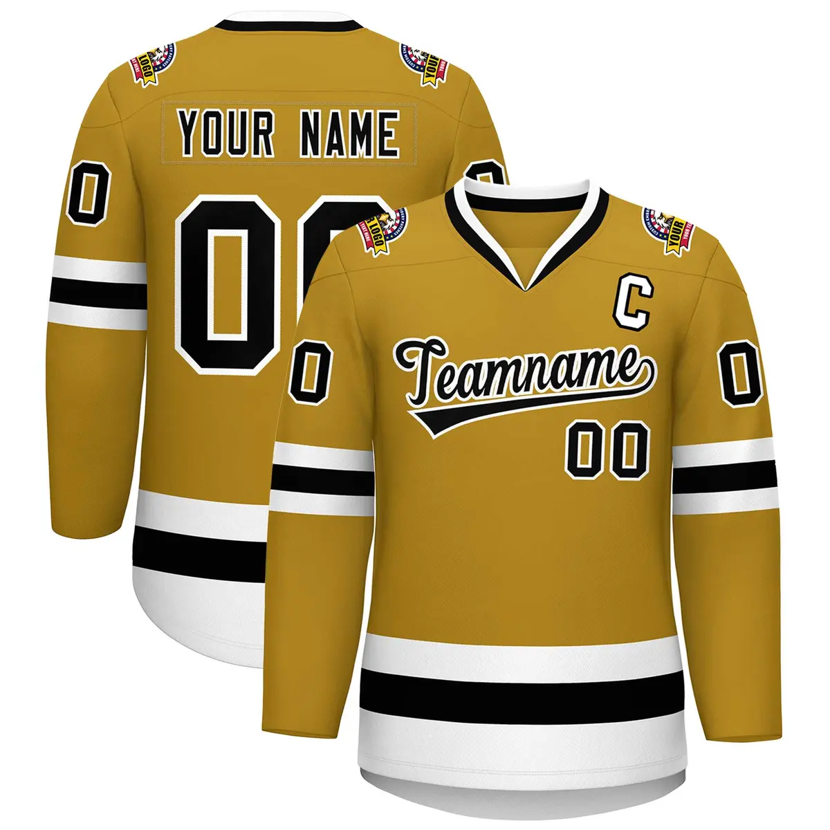 Old Gold Black-White Classic Hockey Jersey