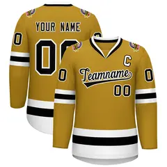 Old Gold Black-White Classic Hockey Jersey 1