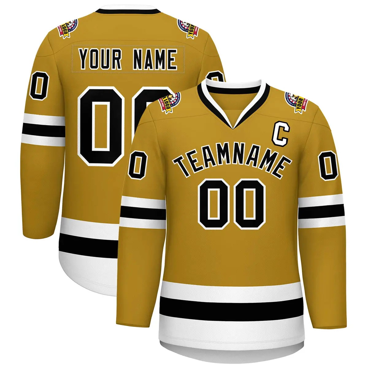Old Gold Black-White Classic Hockey Jersey