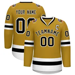 Old Gold Black-White Classic Hockey Jersey 1