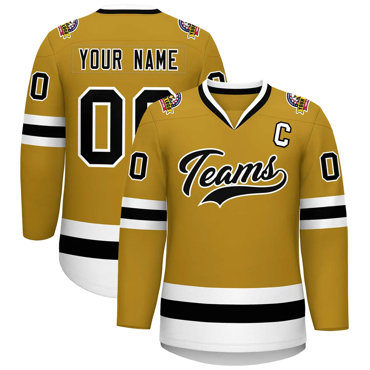 Old Gold Black-White Classic Hockey Jersey