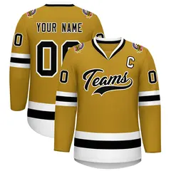 Old Gold Black-White Classic Hockey Jersey 1