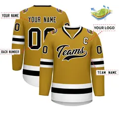 Old Gold Black-White Classic Hockey Jersey 2