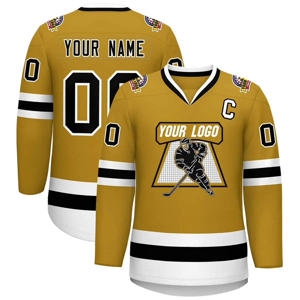 Old Gold Black-White Classic Hockey Jersey