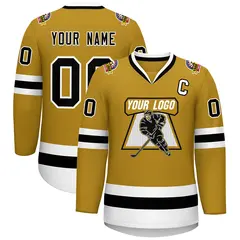 Old Gold Black-White Classic Hockey Jersey 1