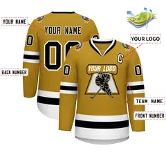 Old Gold Black-White Classic Hockey Jersey 2