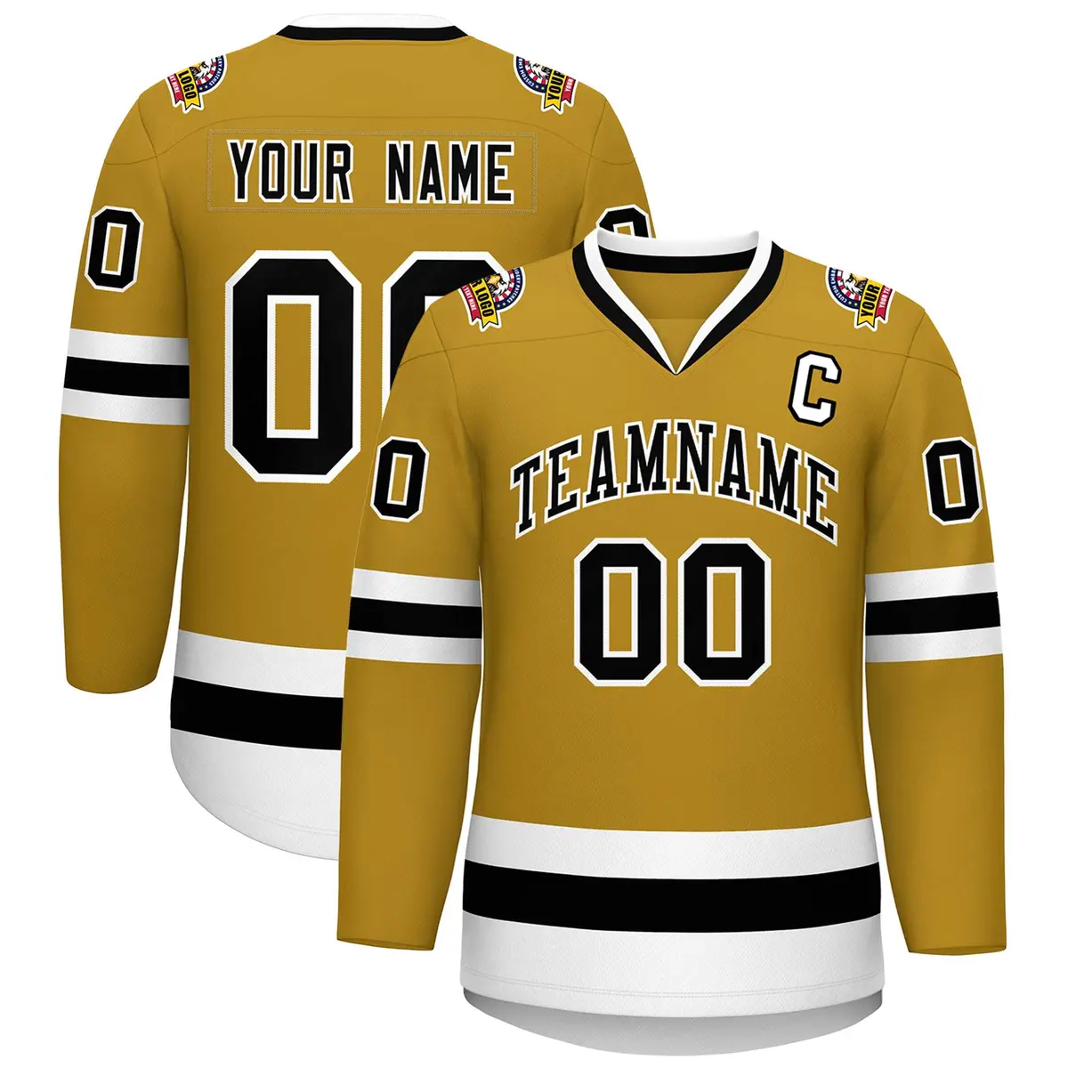 Old Gold Black-White Classic Hockey Jersey