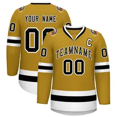 Old Gold Black-White Classic Hockey Jersey 1