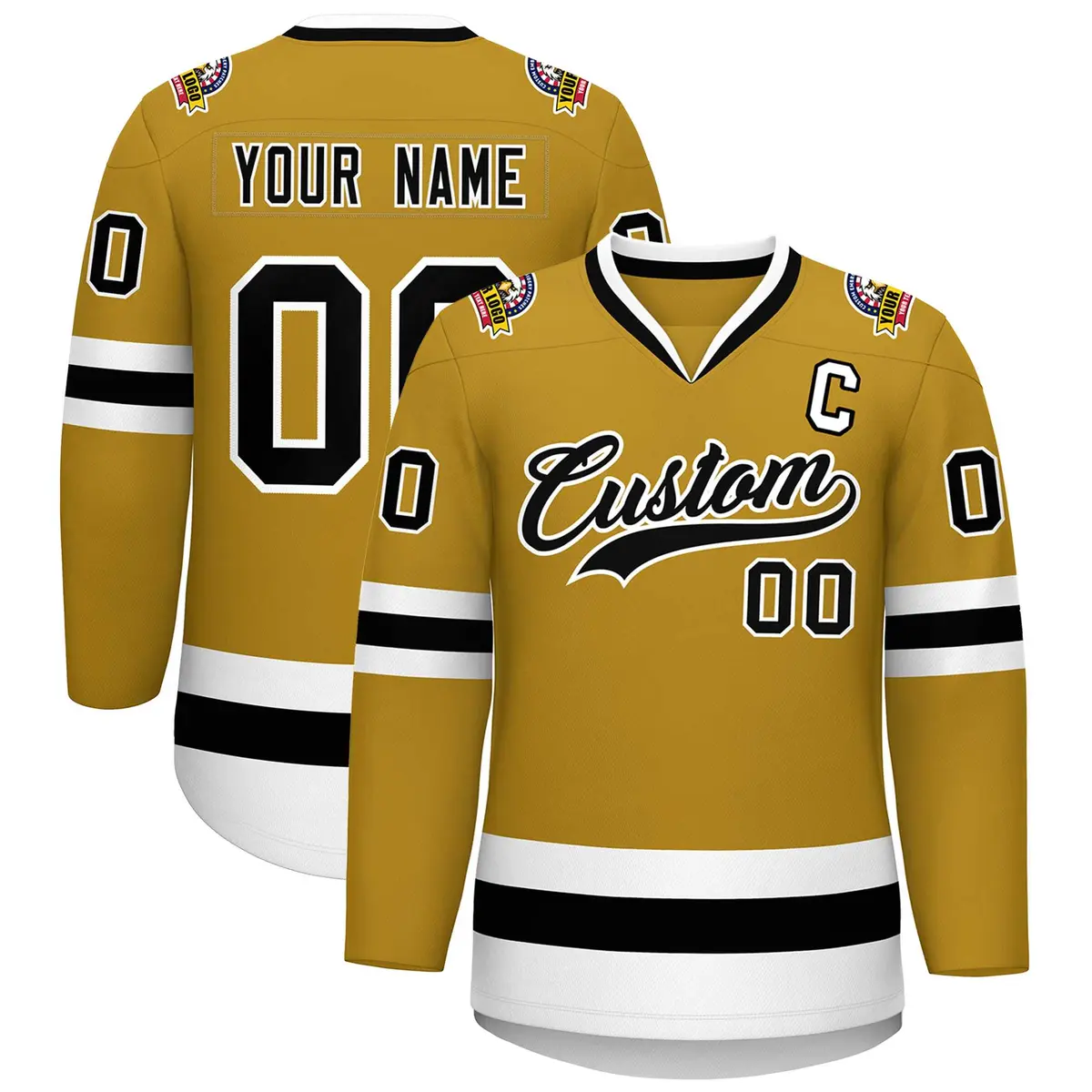 Old Gold Black-White Classic Hockey Jersey