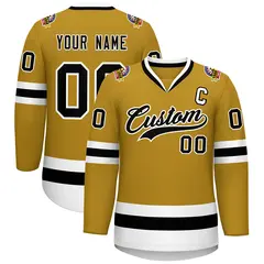 Old Gold Black-White Classic Hockey Jersey 1
