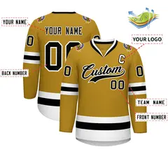 Old Gold Black-White Classic Hockey Jersey 2