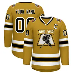 Old Gold Black-White Classic Hockey Jersey 1