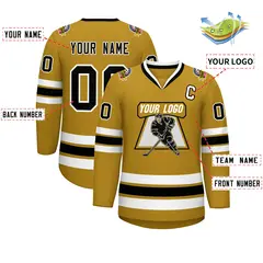 Old Gold Black-White Classic Hockey Jersey 2