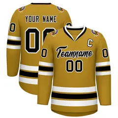 Old Gold Black-White Classic Hockey Jersey 1