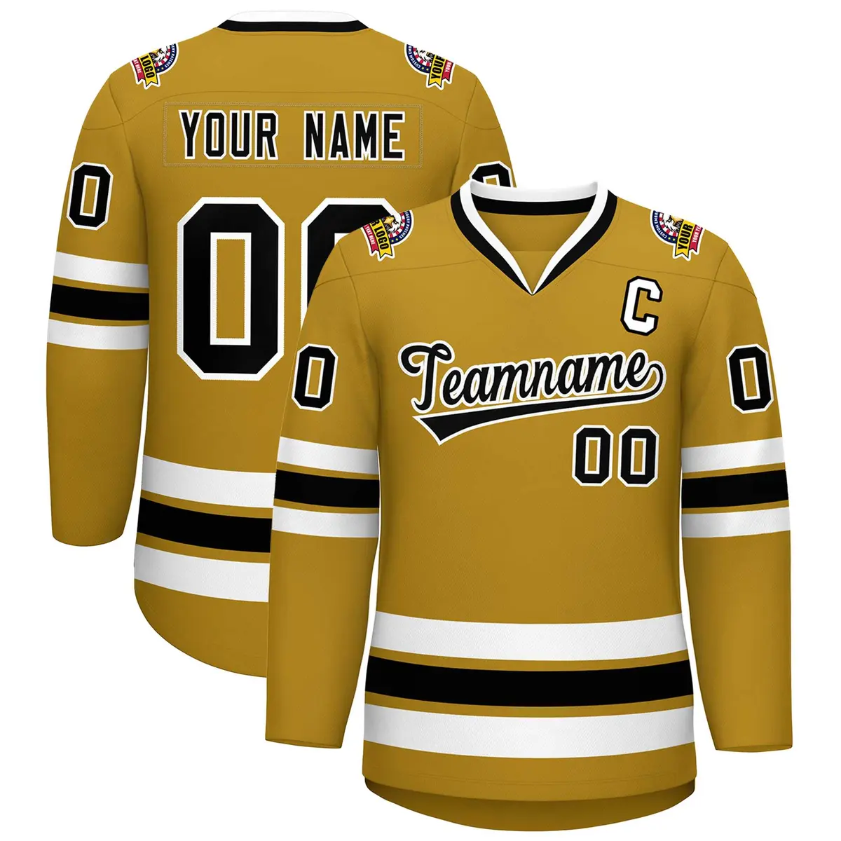 Old Gold Black-White Classic Hockey Jersey