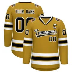 Old Gold Black-White Classic Hockey Jersey 1