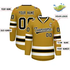 Old Gold Black-White Classic Hockey Jersey 2
