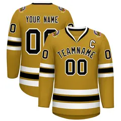 Old Gold Black-White Classic Hockey Jersey 1
