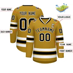 Old Gold Black-White Classic Hockey Jersey 2