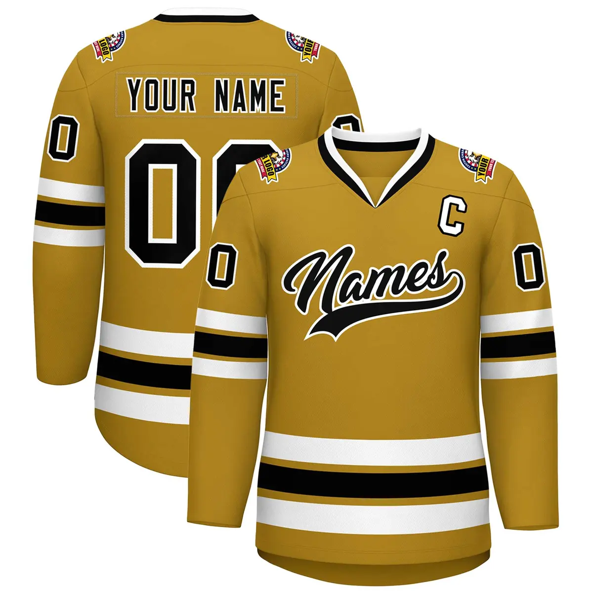 Old Gold Black-White Classic Hockey Jersey