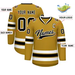 Old Gold Black-White Classic Hockey Jersey 2