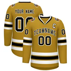 Old Gold Black-White Classic Hockey Jersey 1