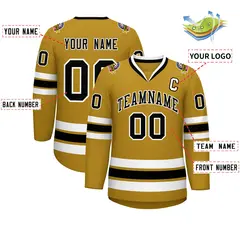 Old Gold Black-White Classic Hockey Jersey 2